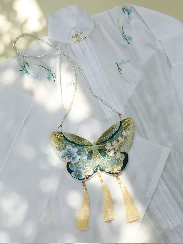 Double-Sided Embroidered Hanfu Crossbody Bag – Chinese Style Pouch for Traditional Outfit Matching - Yandan_Hanfu