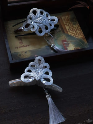 Realm of Grace – New Chinese Style Vintage Hair Claw | Elegant Tassel Shark Clip & Duckbill Barrette - Yandan_Hanfu