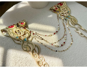 【Radiance of the Dragon】 White Hanfu Ensemble with Cross-Collar, Clouded Shoulders & Embroidered Seal men Unisex - Yandan_Hanfu