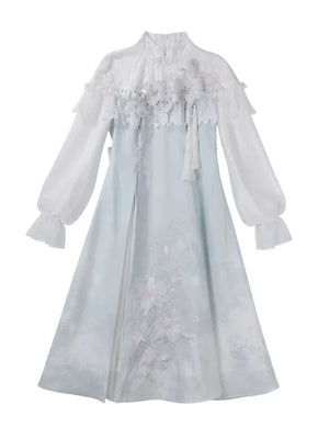 “Lily Dew” Modern Hanfu Ensemble – Elegant New Chinese Style Dress Set for Autumn - Yandan_Hanfu