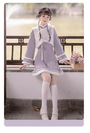 Ziyun Rabbit Hanfu Women's Cheongsam Chinese New Year Set Autumn and Winter - Yandan_Hanfu