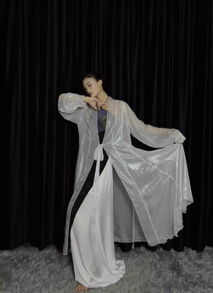 Floating Light – Chinese Watercolor Maxi Skirt with Dramatic Full Hem - Yandan_Hanfu