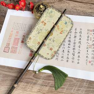 Ancient China style purple bamboo round fan waist fan can be curled and folded - Yandan_Hanfu