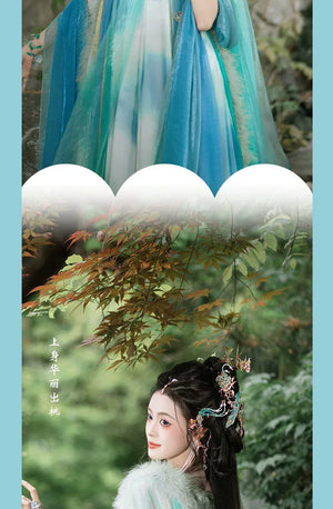 Tang Summer – Fragmented Cape & Hezi Skirt Hanfu Set for Summer - Yandan_Hanfu