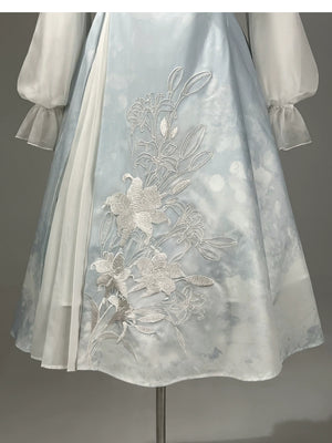 “Lily Dew” Modern Hanfu Ensemble – Elegant New Chinese Style Dress Set for Autumn - Yandan_Hanfu