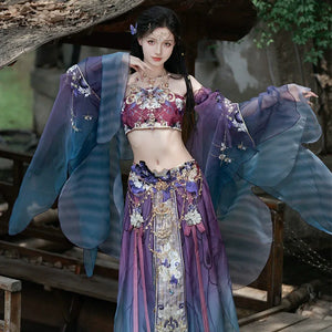 GU – Exotic Hanfu-Inspired Gradient Embroidered Bustier Set for Spring & Summer - Yandan_Hanfu