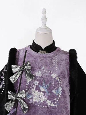 “Swallow’s Return” – Modern Hanfu Layered Vest & Skirt Set | Autumn-Winter Everyday Chinese Style - Yandan_Hanfu