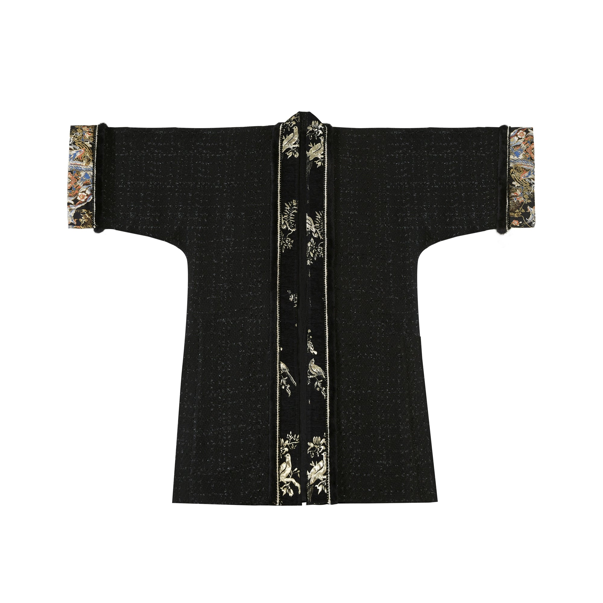Spring Mountain Dragon – New Chinese Style Hanfu Set | Brocade Ma Mian Skirt with Embroidered Cape and Floral Gold Weave
