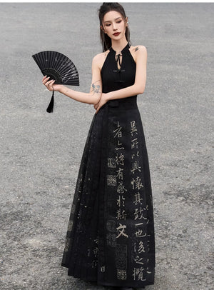 New Chinese-style orchid pavilion horse skirt Ming Dynasty improved Hanfu skirt - Yandan_Hanfu