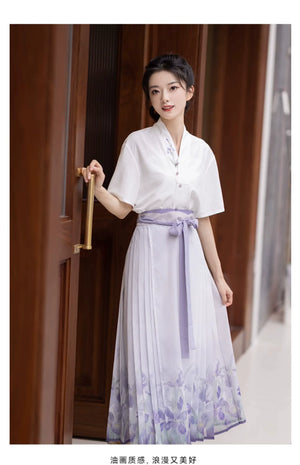 Purple Hanfu Han Element Cotton Short Shirt Horse Face Hanfu Female - Yandan_Hanfu