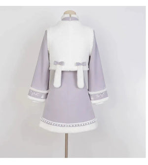 Ziyun Rabbit Hanfu Women's Cheongsam Chinese New Year Set Autumn and Winter - Yandan_Hanfu