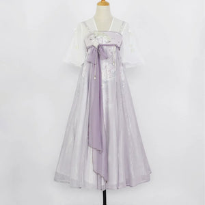 Purple daily Chinese style suspender skirt fairy style - Yandan_Hanfu
