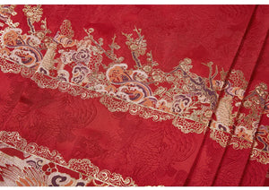 Ming-Dynasty wedding clothes round neck robe men's stand-up collar large-sleeved jacket Xiacheng horse face skirt women's Hanfu - Yandan_Hanfu