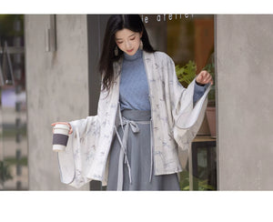 White Dew: Bamboo Shadows & Swallow Whispers – Jin-Style Hanfu Set | Tencel Pleated Robe with Rayon Camisole and Flowing Skirt - Yandan_Hanfu