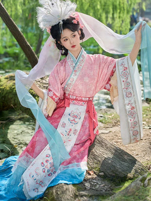 Cloud Silks – Traditional Hanfu Dress Inspired by Wei-Jin Era, Cross-Collar Revival for Women - Yandan_Hanfu