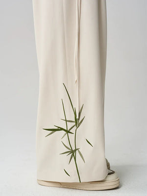 Tassel Embroidered Unisex Trousers – New Chinese Style with Knot Button Detail - Yandan_Hanfu