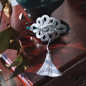 Realm of Grace – New Chinese Style Vintage Hair Claw | Elegant Tassel Shark Clip & Duckbill Barrette - Yandan_Hanfu