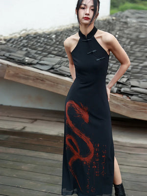 New Chinese Style dress women's summer retro buckle daily commuting sleeveless long cheongsam - Yandan_Hanfu