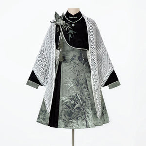 Tobacco bamboo Chinese style Mori girl Han element green lolita cheongsam - Yandan_Hanfu