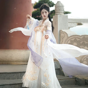 White Hanfu spring and autumn dress daily elegant fairy - Yandan_Hanfu