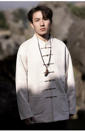 New Chinese style disc button top jacket Chinese New Year red Tang suit men - Yandan_Hanfu