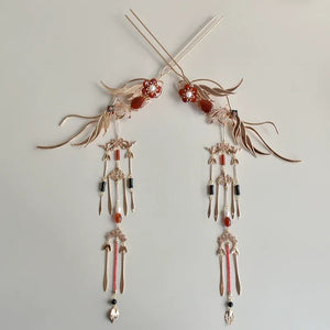 Graceful Crane Shadow – Hanfu Hair Jewelry Set with Crown & Hairpin Inspired by Chinese Symbolism - Yandan_Hanfu