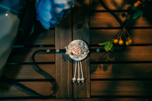 White and pink pearl Korean traditional headgear accessories - Yandan_Hanfu