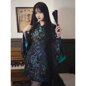 Retro black cheongsam short skirt - Yandan_Hanfu