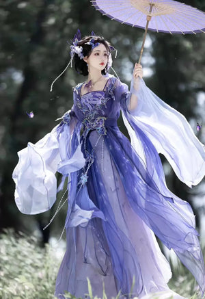 Gui Mengling, Butterfly, Hanfu Female Nanbei Dynasty Big Sleeve Shirt Heavy Industry Embroidery Summer Fairy Hanfu - Yandan_Hanfu