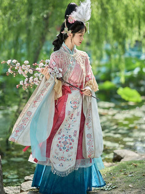 Cloud Silks – Traditional Hanfu Dress Inspired by Wei-Jin Era, Cross-Collar Revival for Women - Yandan_Hanfu