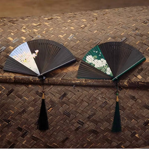 Folding fan female dance fan Hanfu Chinese style full bamboo fan - Yandan_Hanfu