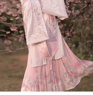 Song Dynasty Han pink Clothing Fairy Elegant Chinese Style Xiachu Ancient Clothing Spring and Autumn - Yandan_Hanfu
