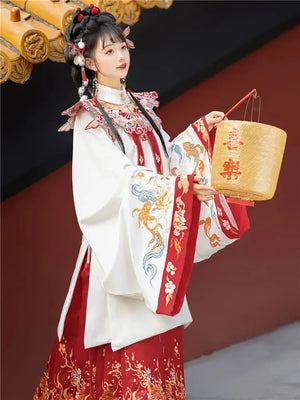 Flower marriage Ming Dynasty Red Hanfu - Yandan_Hanfu