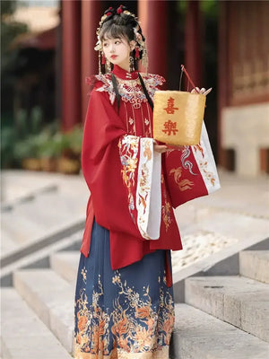 Flower marriage Ming Dynasty Red Hanfu - Yandan_Hanfu