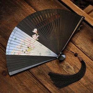 Folding fan female dance fan Hanfu Chinese style full bamboo fan - Yandan_Hanfu