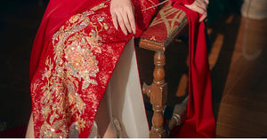 Beloved Dream – New Chinese Red Bridal Qipao/Cheongsam Dress for Engagement, Wedding Toast & Spring Ceremony - Yandan_Hanfu