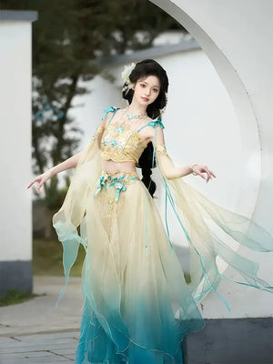 Fairy Yellow&Blue Fair Hanfu women's summer suit - Yandan_Hanfu