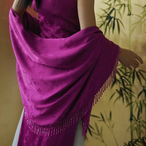 "Rose Hairpin" Dragon Fruit Color Piece Cheongsam Bridal Wedding Dress Engagement - Yandan_Hanfu