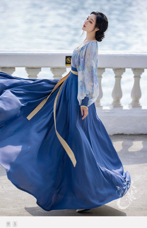 Fantasy Van Gogh's Sea Country Style Modern Hanfu, Spring/Summer Oil Painting Style, Daily Hanfu - Yandan_Hanfu