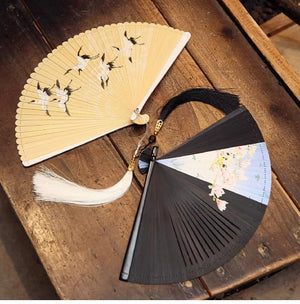 Folding fan female dance fan Hanfu Chinese style full bamboo fan - Yandan_Hanfu