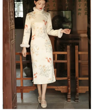 national style tea cheongsam, autumn clothes - Yandan_Hanfu
