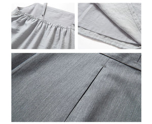 White Dew: Bamboo Shadows & Swallow Whispers – Jin-Style Hanfu Set | Tencel Pleated Robe with Rayon Camisole and Flowing Skirt - Yandan_Hanfu