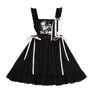 Sweet Rebel Cat – Modern Lolita Hanfu Women's Set | Mandarin Collar Long Robe with Sheer Overlay Skirt - Yandan_Hanfu