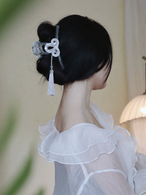 Realm of Grace – New Chinese Style Vintage Hair Claw | Elegant Tassel Shark Clip & Duckbill Barrette - Yandan_Hanfu