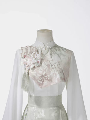 Beauty in the Painting – Autumn Hanfu-Inspired Ensemble | New Chinese Style Top & Dress Set - Yandan_Hanfu