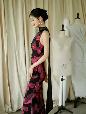 "Shadow" fishtail streamer robe knot bride engagement annual party dress - Yandan_Hanfu