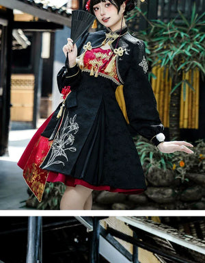 Lolita Chinese style cheongsam suspender skirt set - Yandan_Hanfu