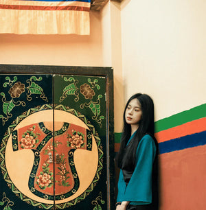Peacock blue Tibetan clothing, Tibetan minority, chic primitive tribal clothing - Yandan_Hanfu