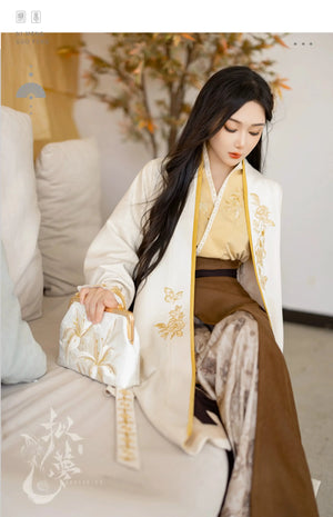 Yellow Rose – New Chinese Style Song-Inspired Coat | Everyday Hanfu Outerwear with Flowing Sleeve Dress - Yandan_Hanfu