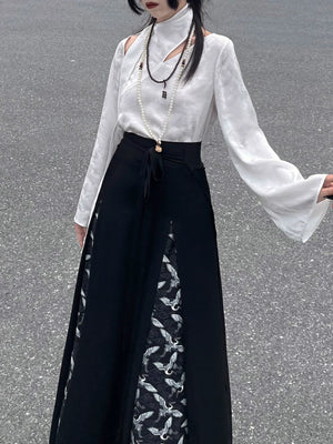 New Chinese style | shirt top embroidered horse skirt suit - Yandan_Hanfu